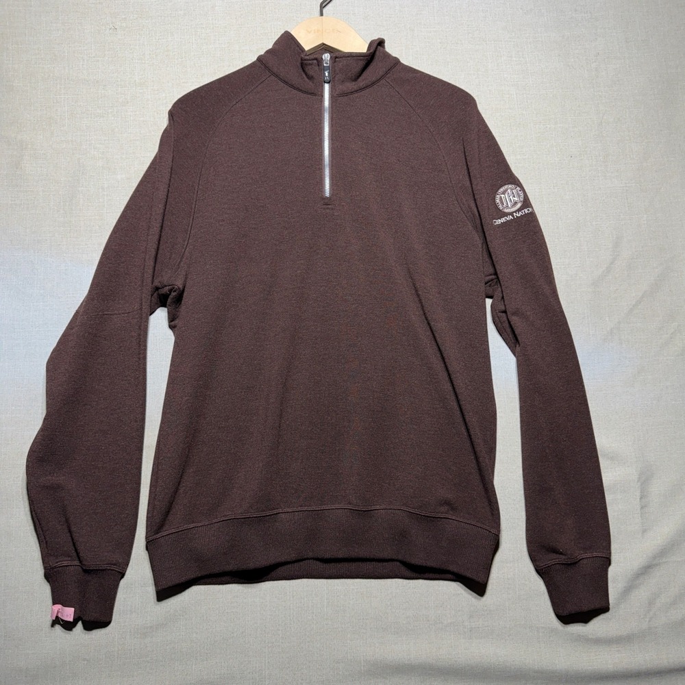 F&G Tech Quarter Zip Pullover Mens M Brown LS Geneva National Golf Soft